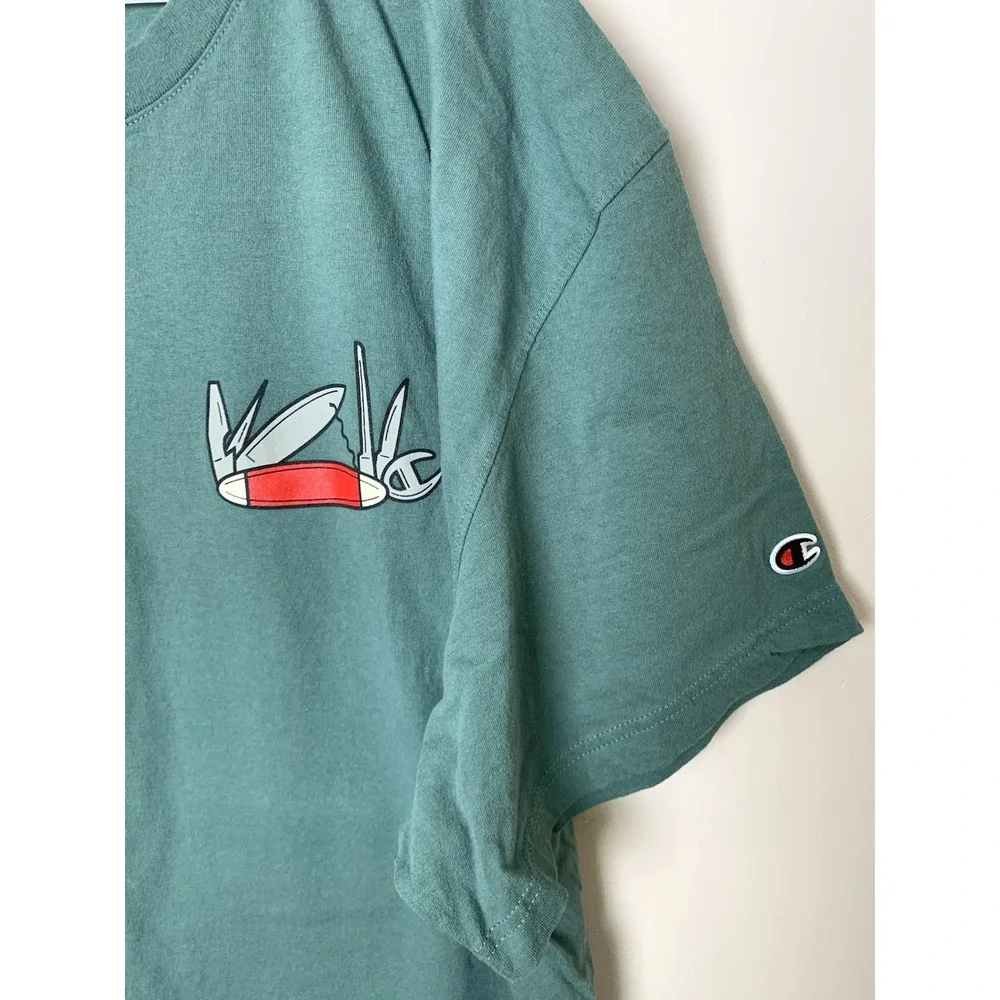 Champion T-Shirt Mens 3X Green 100% Cotton Camping Theme Funny Dad Gift EUC - Picture 2 of 11